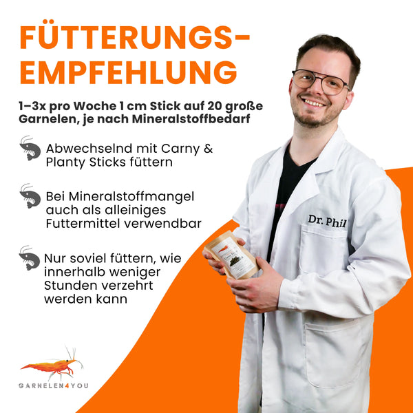 GARNELEN4YOU® Mineral Sticks | mineralstoffreiches Hauptfutter | Premium Garnelenfutter