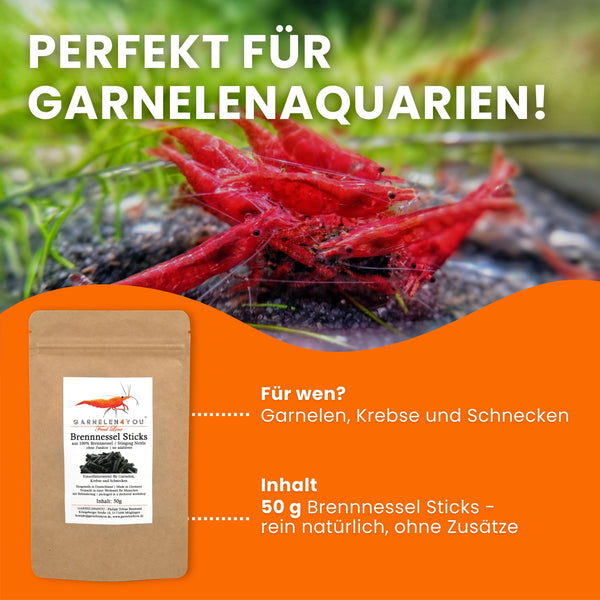 GARNELEN4YOU® Brennnessel Sticks | Premium Garnelenfutter