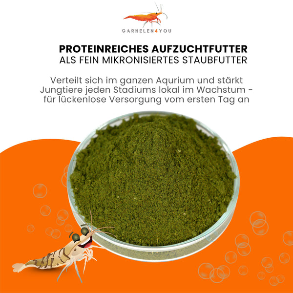 GARNELEN4YOU® Baby Powder | proteinreiches Aufzuchtfutter | Premium Staubfutter