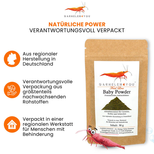 GARNELEN4YOU® Baby Powder | proteinreiches Aufzuchtfutter | Premium Staubfutter