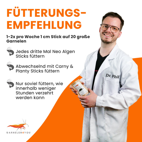 GARNELEN4YOU® Neo Algen Sticks | Wachstums- & Fortpflanzungs-Booster | Premium Garnelenfutter