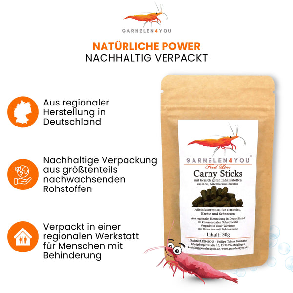 GARNELEN4YOU® Carny Sticks | proteinreiches Hauptfutter | Premium Garnelenfutter