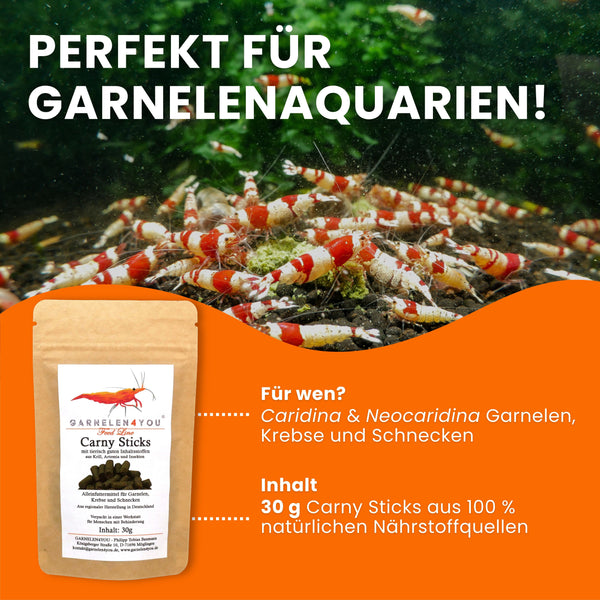 GARNELEN4YOU® Carny Sticks | proteinreiches Hauptfutter | Premium Garnelenfutter