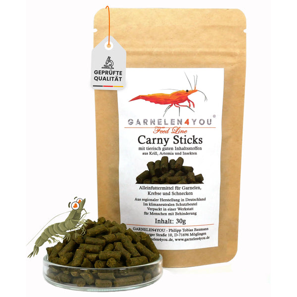 GARNELEN4YOU® Carny Sticks | proteinreiches Hauptfutter | Premium Garnelenfutter