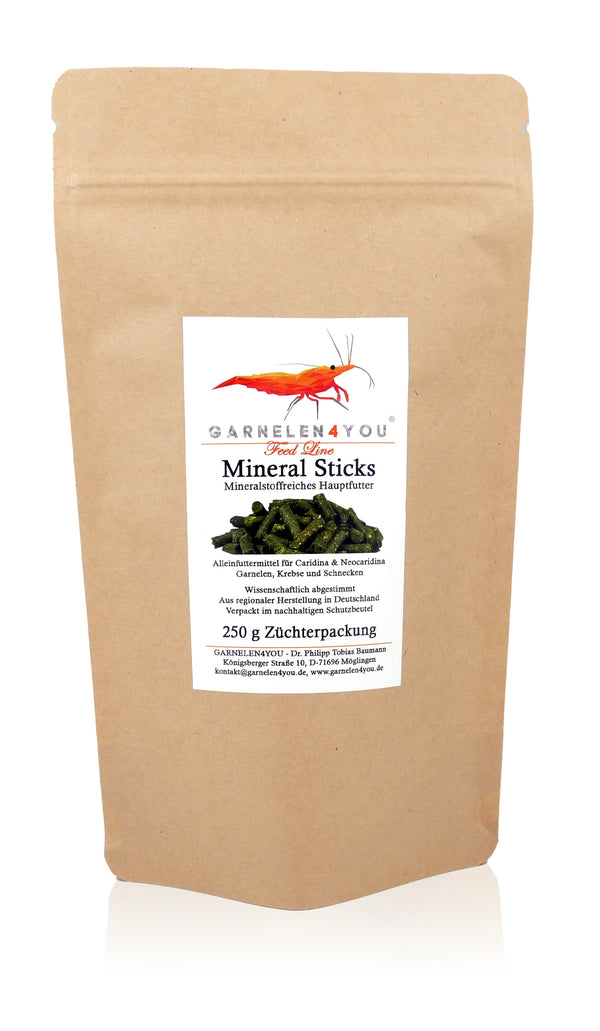 GARNELEN4YOU® Mineral Sticks | mineralstoffreiches Hauptfutter | Premium Garnelenfutter