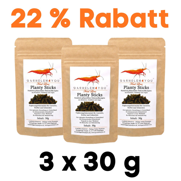 GARNELEN4YOU® Planty Sticks | pflanzliches Hauptfutter | Premium Garnelenfutter