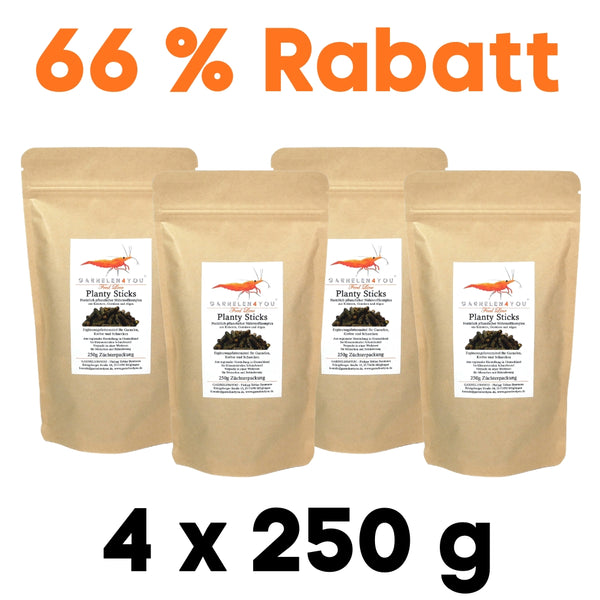 GARNELEN4YOU® Planty Sticks | pflanzliches Hauptfutter | Premium Garnelenfutter