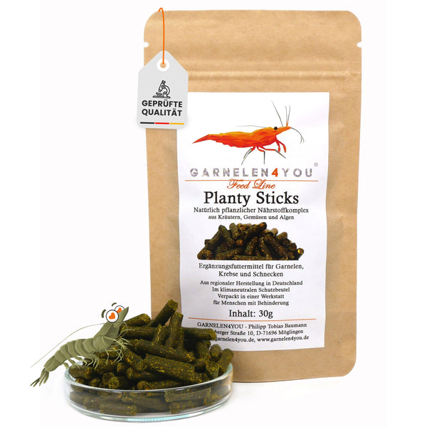 GARNELEN4YOU® Planty Sticks | pflanzliches Hauptfutter | Premium Garnelenfutter