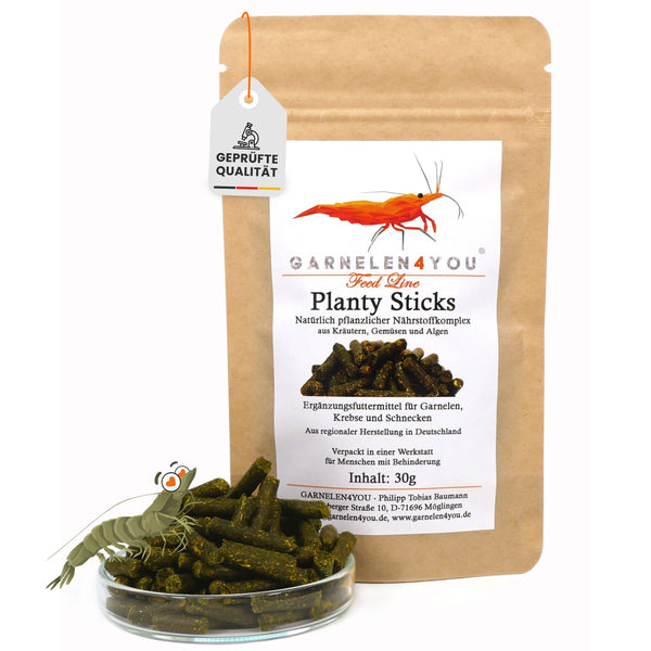 GARNELEN4YOU® Planty Sticks | pflanzliches Hauptfutter | Premium Garnelenfutter
